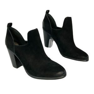 Vince Camuto Boots Womens Sz 8.5 Black Suede Leather Federa Heel Booties‎